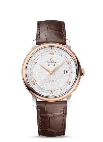 Omega De Ville Prestige Co-Axial 39.5 Stainless Steel / Red Gold / Vintage Silk Silver